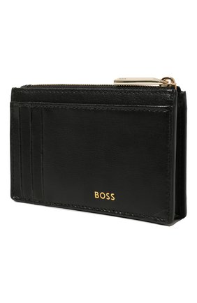 Женский кожаный футляр для кредитных карт BOSS черного цвета, арт. 50471388 | Фото 2 (Материал: Натуральная кожа)