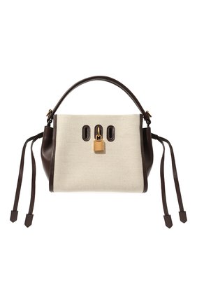 Женская сумка padlock small TOM FORD кремвого цвета, арт. L1486T-TCN024 | Фото 1 (Размер: small; Ремень/цепочка: На ремешке; Материал: Текстиль; Сумки-технические: Сумки top-handle, Сумки через плечо)