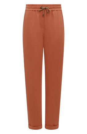 Женские хлопковые брюки BRUNELLO CUCINELLI оранжевого цвета, арт. MP827SA399 | Фото 1 (Длина (брюки, джинсы): Укороченные; Материал внешний: Хлопок; Женское Кросс-КТ: Брюки-одежда; Силуэт Ж (брюки и джинсы): Прямые; Стили: Спорт-шик)