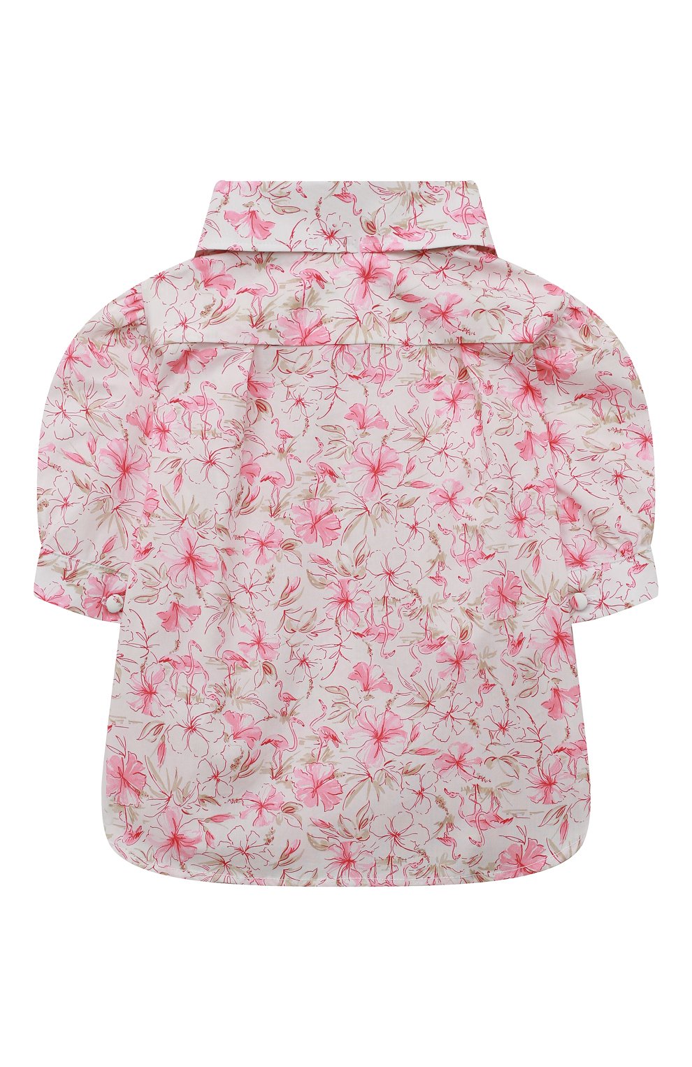 Детское хлопковая блузка фламинго ZHANNA & ANNA розового цвета, арт. ZAF01032021_F | Фото 2 (Рукава: Короткие; Материал внешний: Хлопок; Ростовка одежда: 6 лет | 116 см)