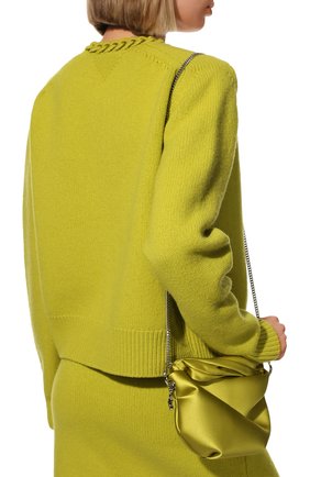 Женская сумка bonny JIMMY CHOO салатового цвета, арт. BONNYSAT | Фото 2 (Ремень/цепочка: На ремешке; Материал: Текстиль; Размер: small; Сумки-технические: Сумки top-handle; Женское Кросс-КТ: Вечерняя сумка)