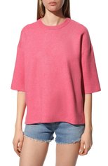 Женский пуловер из вискозы FREEAGE розового цвета, арт. S22.JM201.7080.601 | Фото 3 (Длина (для топов): Стандартные; Материал внешний: Вискоза; Женское Кросс-КТ: Пуловер-одежда; Рукава: 3/4; Размерность: Маломерит; Стили: Кэжуэл)