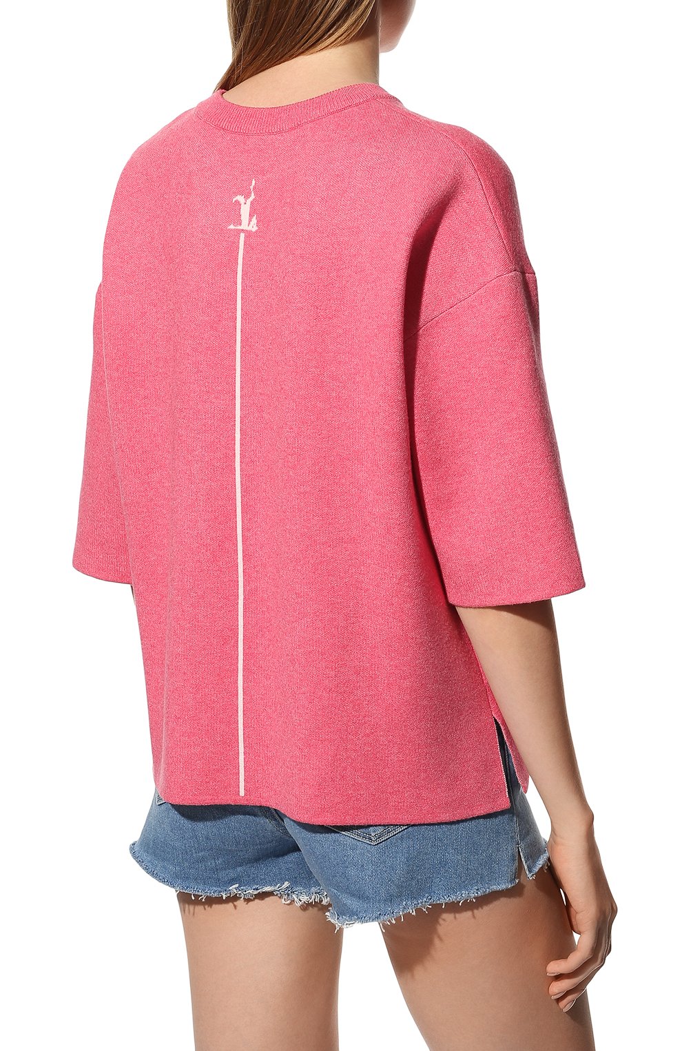 Женский пуловер из вискозы FREEAGE розового цвета, арт. S22.JM201.7080.601 | Фото 4 (Длина (для топов): Стандартные; Материал внешний: Вискоза; Женское Кросс-КТ: Пуловер-одежда; Рукава: 3/4; Размерность: Маломерит; Стили: Кэжуэл)