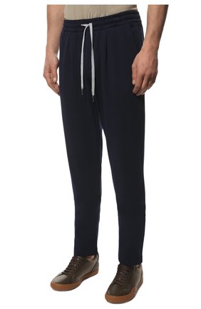 Мужские хлопковые брюки FEDELI темно-синего цвета, арт. 5UE00633 | Фото 3 (Длина (брюки, джинсы): Стандартные; Случай: Повседневный; Материал внешний: Хлопок; Стили: Кэжуэл)