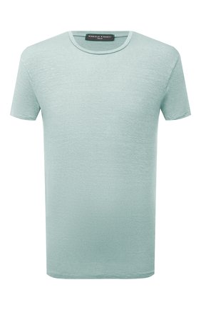 Мужская льняная футболка DANIELE FIESOLI голубого цвета, арт. DF 1160 | Фото 1 (Материал внешний: Лен; Длина (для топов): Стандартные; Рукава: Короткие; Принт: Без принта; Стили: Кэжуэл)