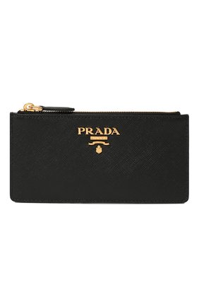 Женский кожаный футляр для кредитных карт PRADA черного цвета, арт. 1MC054-QWA-F0002 | Фото 1 (Материал: Натуральная кожа)
