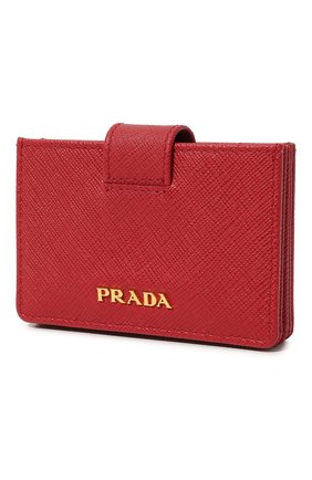 Женский кожаный футляр для кредитных карт PRADA красного цвета, арт. 1MC211-QWA-F068Z | Фото 2 (Материал: Натуральная кожа)