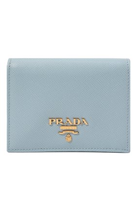 Женские кожаное портмоне PRADA голубого цвета, арт. 1MV204-QWA-F0076 | Фото 1 (Материал: Натуральная кожа)