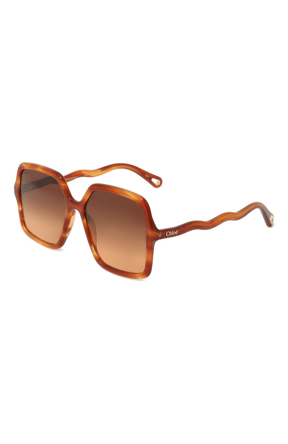 Женские солнцезащитные очки CHLOÉ коричневого цвета, арт. CH0086S | Фото 1 (Материал: Пластик; Тип очков: С/з; Очки форма: Квадратные, Over-size)