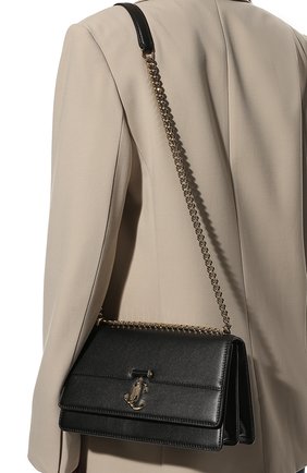 Женская сумка varenne JIMMY CHOO черного цвета, арт. VARENNESHOULDER/MDAW | Фото 2 (Размер: small; Материал: Натуральная кожа; Ремень/цепочка: На ремешке; Сумки-технические: Сумки top-handle)