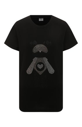 Женская хлопковая футболка SEVEN LAB черного цвета, арт. T-B CR black | Фото 1 (Материал внешний: Хлопок; Длина (для топов): Стандартные; Рукава: Короткие; Женское Кросс-КТ: Футболка-одежда; Принт: С принтом; Стили: Гранж)
