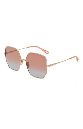 Женские солнцезащитные очки CHLOÉ розового цвета, арт. CH0092S | Фото 1 (Тип очков: С/з; Материал: Металл; Очки форма: Квадратные, Over-size)