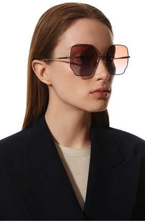 Женские солнцезащитные очки CHLOÉ розового цвета, арт. CH0092S | Фото 2 (Тип очков: С/з; Материал: Металл; Очки форма: Квадратные, Over-size)