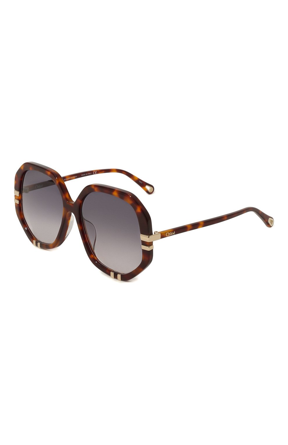 Женские солнцезащитные очки CHLOÉ коричневого цвета, арт. CH0105SA | Фото 1 (Материал: Пластик; Тип очков: С/з; Очки форма: Круглые, Over-size)