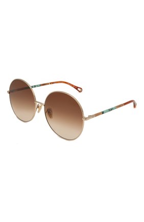 Женские солнцезащитные очки CHLOÉ коричневого цвета, арт. CH0112S | Фото 1 (Тип очков: С/з; Материал: Металл; Очки форма: Круглые)