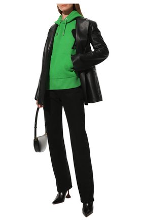 Женский шерстяное худи AMI зеленого цвета, арт. UKS802.018 | Фото 2 (Материал внешний: Шерсть; Длина (для топов): Стандартные; Рукава: Длинные; Женское Кросс-КТ: Худи-одежда; Стили: Спорт-шик)