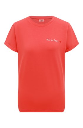 Женская хлопковая футболка SEVEN LAB кораллового цвета, арт. T IIL-01 coral | Фото 1 (Рукава: Короткие; Материал внешний: Хлопок; Длина (для топов): Стандартные; Стили: Спорт-шик; Принт: С принтом; Женское Кросс-КТ: Футболка-одежда)