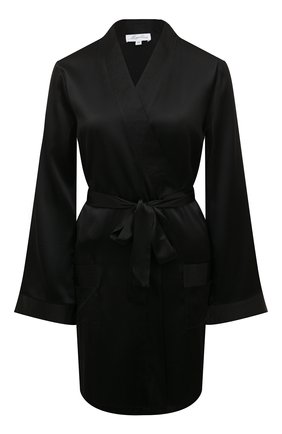 Женский шелковый халат MARJOLAINE черного цвета, арт. 4OXA2001 | Фото 1 (Материал внешний: Шелк)