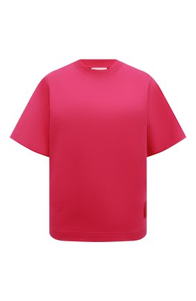 Женская хлопковая футболка AMI фуксия цвета, арт. UTS006.701 | Фото 1 (Материал внешний: Хлопок; Рукава: Короткие; Длина (для топов): Стандартные; Стили: Спорт-шик; Принт: Без принта; Женское Кросс-КТ: Футболка-одежда)