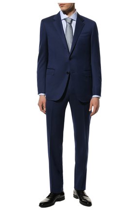 Мужской шерстяной костюм ERMENEGILDO ZEGNA темно-синего цвета по цене 299500 руб., арт. 322015/221225 | Фото 1 Мужской шерстяной костюм ERMENEGILDO ZEGNA темно-синего цвета, арт. 322015/221225 | Фото 1 (Рукава: Длинные; Материал подклада: Купро; Материал внешний: Шерсть; Костюмы М: Однобортный; Стили: Классический)