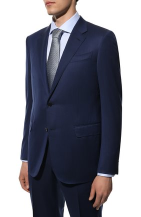 Мужской шерстяной костюм ERMENEGILDO ZEGNA темно-синего цвета по цене 299500 руб., арт. 322015/221225 | Фото 2 Мужской шерстяной костюм ERMENEGILDO ZEGNA темно-синего цвета, арт. 322015/221225 | Фото 2 (Рукава: Длинные; Материал подклада: Купро; Материал внешний: Шерсть; Костюмы М: Однобортный; Стили: Классический)