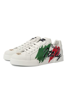 Мужские кожаные кеды portofino light DOLCE & GABBANA белого цвета по цене 84350 руб., арт. CS1774/AV571 | Фото 1 Мужские кожаные кеды portofino light DOLCE & GABBANA белого цвета, арт. CS1774/AV571 | Фото 1 (Материал внутренний: Натуральная кожа; Материал внешний: Кожа; Стили: Классический; Материал утеплителя: Без утеплителя)