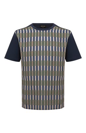 Мужская хлопковая футболка GIORGIO ARMANI темно-синего цвета по цене 54450 руб., арт. 6LSM51/SJQEZ | Фото 1 Мужская хлопковая футболка GIORGIO ARMANI темно-синего цвета, арт. 6LSM51/SJQEZ | Фото 1 (Материал внешний: Хлопок; Рукава: Короткие; Длина (для топов): Стандартные; Принт: С принтом; Стили: Кэжуэл)
