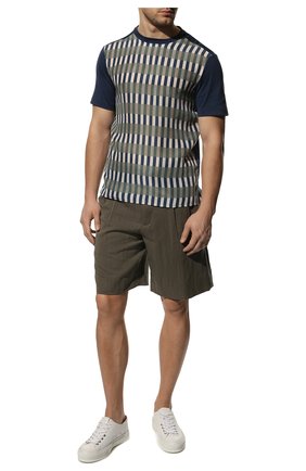 Мужская хлопковая футболка GIORGIO ARMANI темно-синего цвета, арт. 6LSM51/SJQEZ | Фото 2 (Материал внешний: Хлопок; Рукава: Короткие; Длина (для топов): Стандартные; Принт: С принтом; Стили: Кэжуэл)