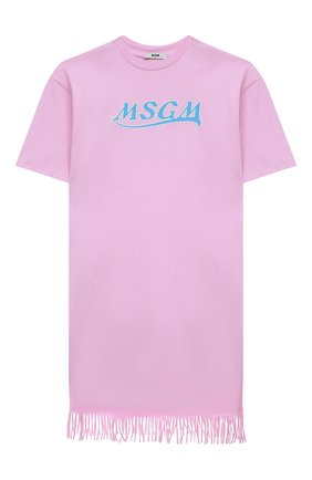 Детское хлопковое платье MSGM KIDS розового цвета, арт. MS028749 | Фото 1 (Рукава: Короткие; Материал внешний: Хлопок)