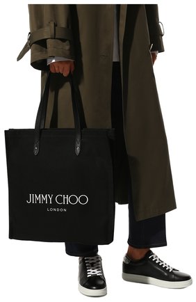 Женский сумка-тоут logo JIMMY CHOO черного цвета, арт. LOGOTOTEFFQ | Фото 2 (Материал: Текстиль; Размер: large; Сумки-технические: Сумки-шопперы)