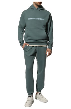 Мужской хлопковое худи adidas originals x pharrell williams ADIDAS ORIGINALS зеленого цвета, арт. HI2959 | Фото 2 (Материал внешний: Хлопок; Длина (для топов): Стандартные; Рукава: Длинные; Мужское Кросс-КТ: Худи-одежда; Принт: С принтом; Стили: Спорт-шик)