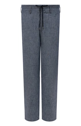 Мужские льняные брюки GIORGIO ARMANI серо-голубого цвета, арт. 2SGPP0NL/T00PX | Фото 1 (Материал внешний: Лен; Длина (брюки, джинсы): Стандартные; Случай: Повседневный; Стили: Кэжуэл)