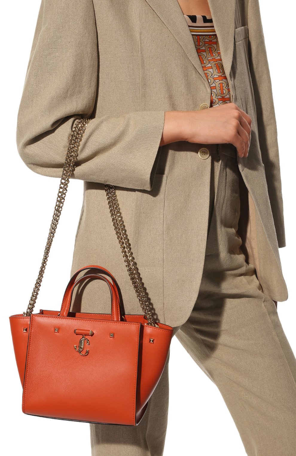 Женский сумка-тоут varenne JIMMY CHOO оранжевого цвета, арт. VARENNETOTEBAG/SDAW | Фото 2 (Сумки-технические: Сумки-шопперы; Размер: medium; Материал: Натуральная кожа)