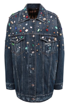 Женская джинсовая куртка DOLCE & GABBANA синего цвета, арт. F9M85Z/G8FU9 | Фото 1 (Рукава: Длинные; Материал подклада: Синтетический материал; Материал внешний: Хлопок, Деним; Кросс-КТ: Деним, Куртка; Длина (верхняя одежда): До середины бедра)
