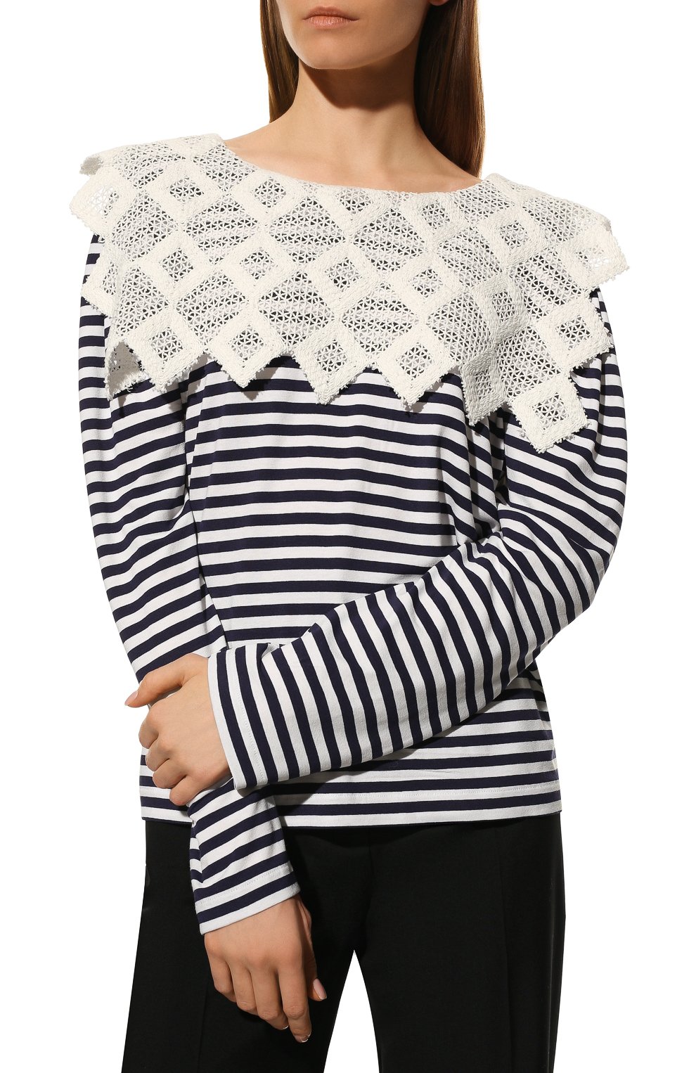 Женский хлопковый пуловер MASTERPEACE синего цвета, арт. MP-SS21-31n | Фото 3 (Стили: Ретро; Рукава: Длинные; Длина (для топов): Стандартные; Материал внешний: Хлопок; Женское Кросс-КТ: Пуловер-одежда)