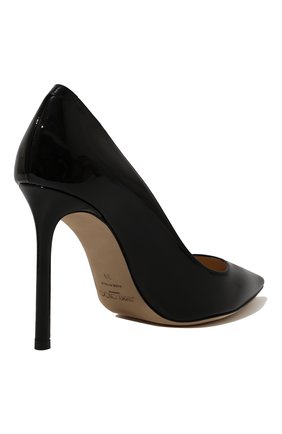 Женские кожаные туфли romy 100 JIMMY CHOO черного цвета, арт. ROMY100PAT | Фото 5 (Каблук высота: Высокий; Материал внешний: Кожа; Материал внутренний: Натуральная кожа; Каблук тип: Шпилька)