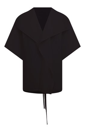 Женская хлопковая блузка Y`S черного цвета, арт. YQ-B02-030 | Фото 1 (Длина (для топов): Удлиненные; Материал внешний: Хлопок; Рукава: Короткие; Стили: Минимализм; Принт: Без принта; Женское Кросс-КТ: Блуза-одежда)