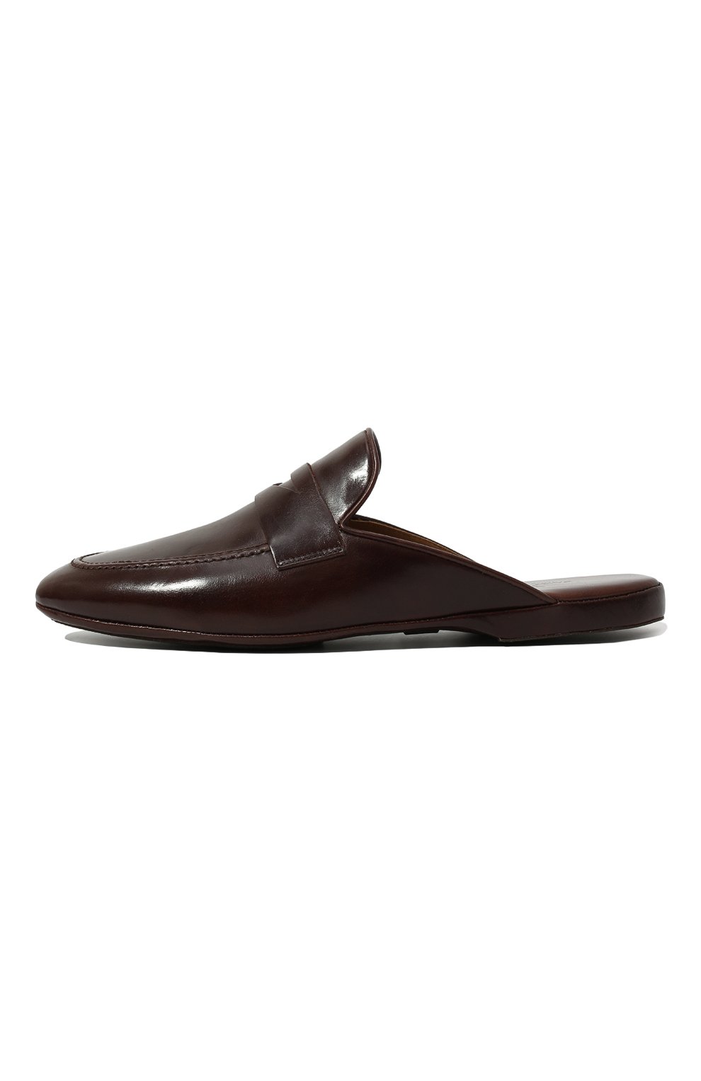 Мужского кожаные домашние туфли FARFALLA темно-коричневого цвета, арт. G13 | Фото 4 (Материал внешний: Кожа; Материал внутренний: Натуральная кожа; Мужское Кросс-КТ: тапочки-обувь)