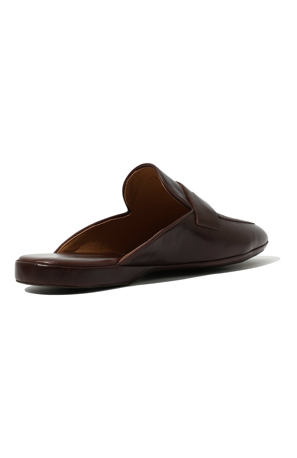 Мужского кожаные домашние туфли FARFALLA темно-коричневого цвета, арт. G13 | Фото 5 (Материал внешний: Кожа; Материал внутренний: Натуральная кожа; Мужское Кросс-КТ: тапочки-обувь)