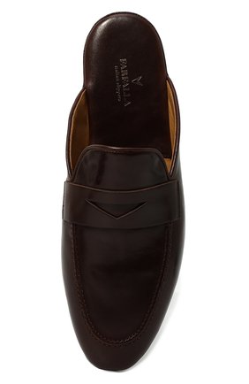 Мужского кожаные домашние туфли FARFALLA темно-коричневого цвета, арт. G13 | Фото 6 (Материал внешний: Кожа; Материал внутренний: Натуральная кожа; Мужское Кросс-КТ: тапочки-обувь)