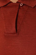 Женское льняное поло LORO PIANA красного цвета, арт. FAM1783 | Фото 5 (Рукава: Короткие; Длина (для топов): Стандартные; Материал внешний: Лен; Стили: Кэжуэл)