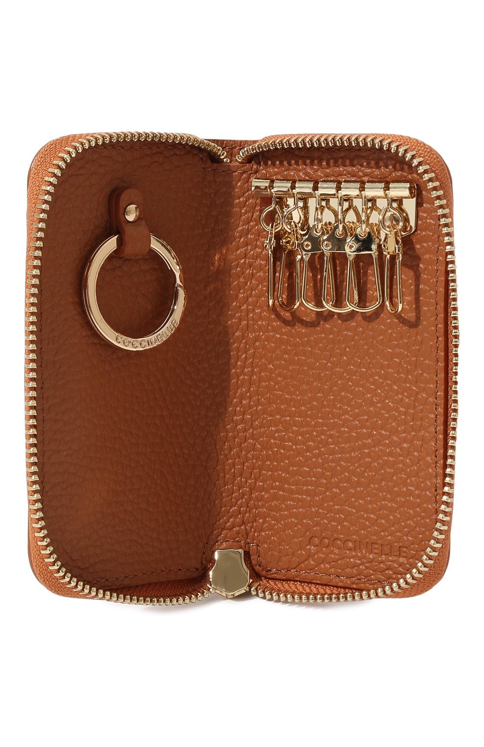 Женская кожаный футляр для ключей COCCINELLE коричневого цвета, арт. E2 LW5 14 14 01 | Фото 3 (Материал: Натуральная кожа)