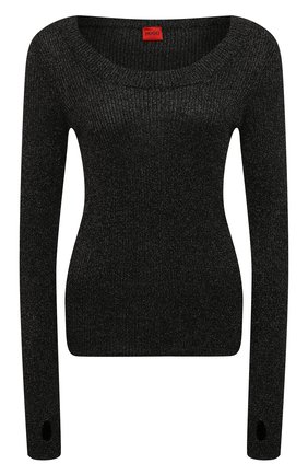 Женский пуловер из вискозы HUGO черного цвета, арт. 50442206 | Фото 1 (Рукава: Длинные; Материал внешний: Вискоза; Длина (для топов): Стандартные; Стили: Минимализм; Женское Кросс-КТ: Пуловер-одежда)