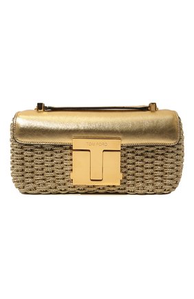 Женская сумка 001 medium TOM FORD золотого цвета, арт. L1436T-ISY018 | Фото 1 (Ремень/цепочка: На ремешке; Материал: Текстиль, Натуральная кожа; Размер: medium; Сумки-технические: Сумки через плечо)