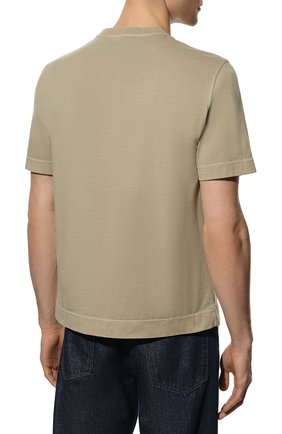 Мужская хлопковая футболка CIRCOLO 1901 хаки цвета, арт. CN3431SS | Фото 4 (Принт: Без принта; Рукава: Короткие; Длина (для топов): Стандартные; Стили: Милитари, Кэжуэл; Материал внешний: Хлопок)