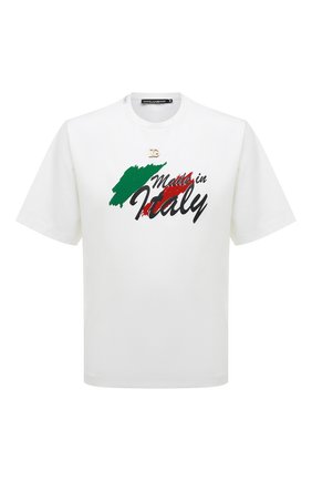 Мужская футболка DOLCE & GABBANA белого цвета по цене 55100 руб., арт. G8NV2Z/G7B8C | Фото 1 Мужская футболка DOLCE & GABBANA белого цвета, арт. G8NV2Z/G7B8C | Фото 1 (Материал внешний: Хлопок, Синтетический материал; Рукава: Короткие; Длина (для топов): Стандартные; Принт: С принтом; Стили: Кэжуэл)
