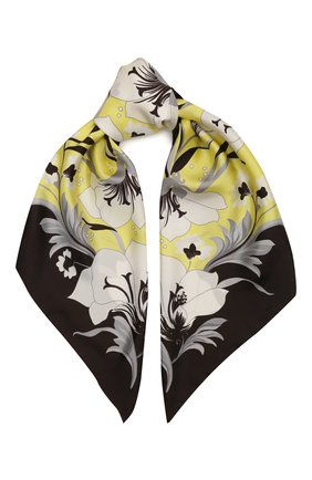Женский шелковый платок VALENTINO желтого цвета, арт. XW0EI114/RLZ | Фото 1 (Материал: Текстиль, Шелк; Принт: С принтом)