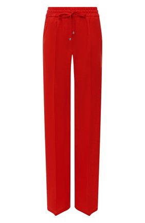 Женские льняные брюки KITON красного цвета, арт. D48122K09T85 | Фото 1 (Материал внешний: Лен; Длина (брюки, джинсы): Удлиненные; Женское Кросс-КТ: Брюки-одежда; Силуэт Ж (брюки и джинсы): Прямые; Стили: Спорт-шик)