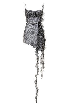 Женский шелковый топ MACH & MACH серого цвета, арт. SS22-030 SETA | Фото 1 (Материал внешний: Шелк; Стили: Гламурный)
