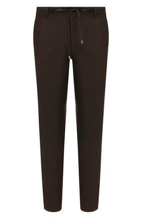 Мужские льняные брюки FIORONI темно-коричневого цвета, арт. MPT24950F2 | Фото 1 (Материал внешний: Лен; Длина (брюки, джинсы): Стандартные; Случай: Повседневный; Силуэт М (брюки): Чиносы; Стили: Кэжуэл)